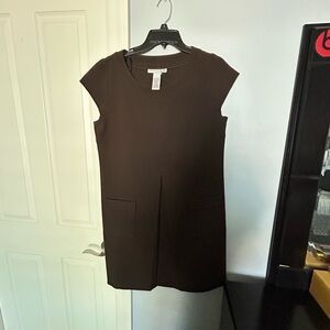 Vintage Madison Leigh Brown Sheath Dress Cap Sleeve Crew Neck, sz10